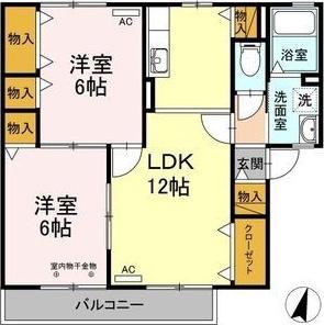 メープル上野(2LDK/2階)の間取り写真