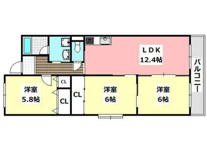 メゾンドールI(3LDK/2階)の間取り写真