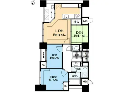 アパタワーズ神戸三宮(2SLDK/9階)の間取り写真