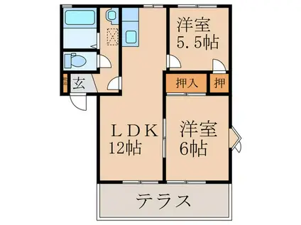 グリーンヒル川島(2LDK/1階)の間取り写真