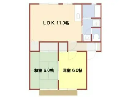 ウエストコート(2LDK/2階)の間取り写真