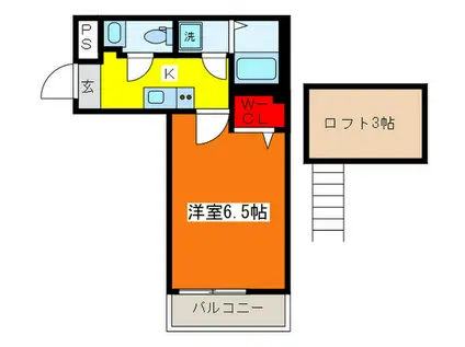 BESTSTAGEシリウス戸田(1K/3階)の間取り写真