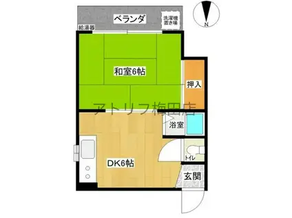 EXIT13(1DK/2階)の間取り写真