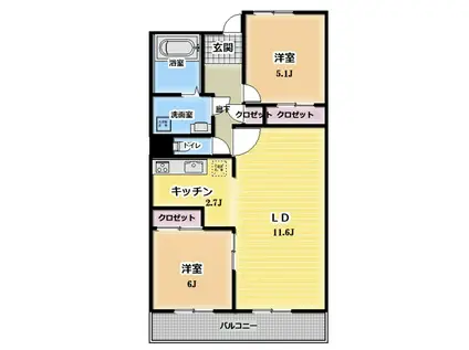 いづみハイツ川越(2LDK/4階)の間取り写真