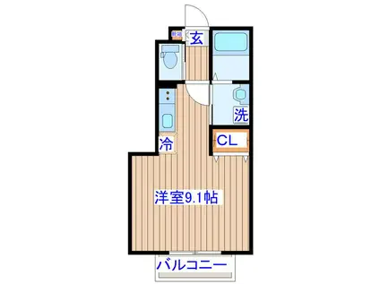根岸A棟(ワンルーム/1階)の間取り写真