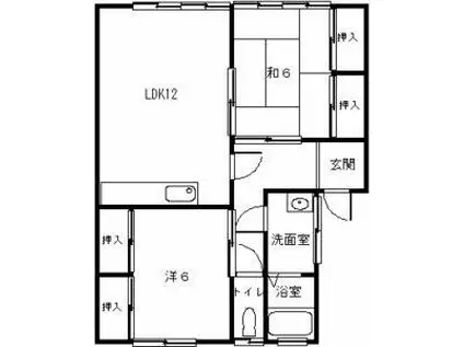 シーサイドハウス A棟(2LDK/2階)の間取り写真