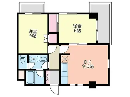 ブルク六義園(2LDK/3階)の間取り写真