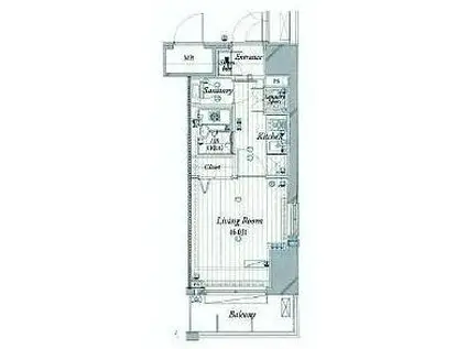 THEパームス東武練馬(1K/4階)の間取り写真