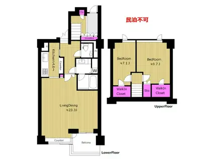 代々木エリアの高級物件 LDK23.3 参宮橋マンション H(2LDK/1階)の間取り写真