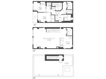 千駄木3丁目レジデンス(2LDK/4階)の間取り写真