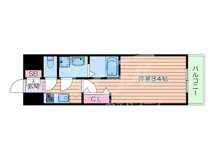 エスリード江坂公園(1K/2階)の間取り写真