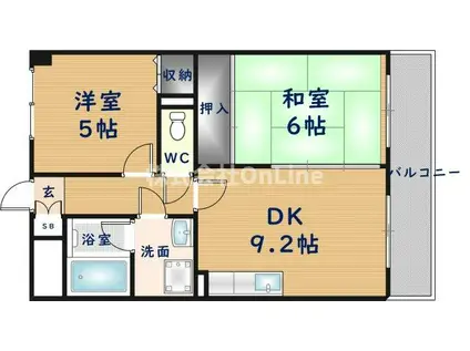 イーストNAGARE(2DK/6階)の間取り写真