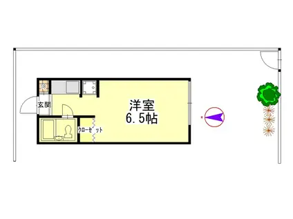 プラムスリー(ワンルーム/1階)の間取り写真