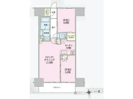 トラープランド翠命館(1LDK/2階)の間取り写真