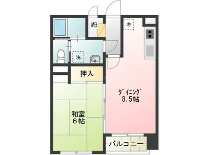 綱井ビル(1DK/3階)の間取り写真