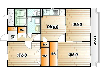 REXYZ湯川(3DK/4階)の間取り写真