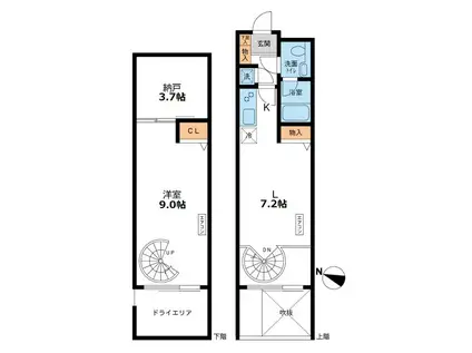 CASSIA目黒 カッシア目黒(1SDK/B1階)の間取り写真