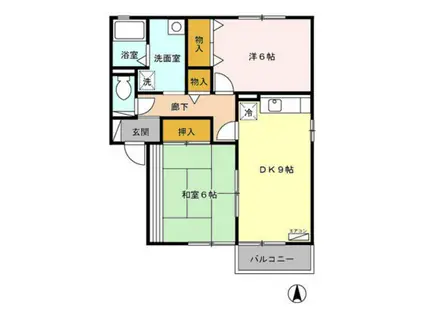 ブライダルハイツ戸出(2DK/2階)の間取り写真