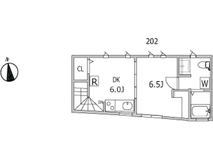 ガーデンテラスオオサキ(1DK/2階)の間取り写真