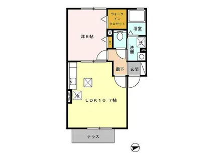 パルファンローズ(1LDK/1階)の間取り写真
