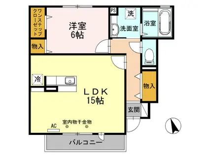 ヴェルドミール II(1LDK/1階)の間取り写真