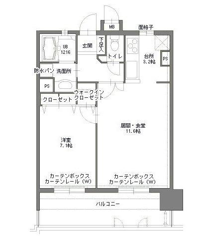 アクタス博多Vタワー(1LDK/13階)の間取り写真