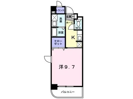 ウィステリア海老名(1K/1階)の間取り写真