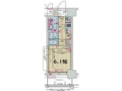 プレサンス天神橋筋六丁目ヴォワール(1K/2階)の間取り写真