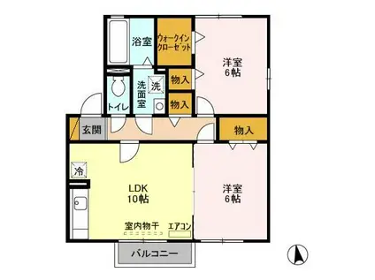 グランドソレイユ A・B(2LDK/2階)の間取り写真