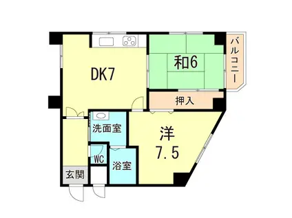 ベネフィス魚住II(2DK/2階)の間取り写真