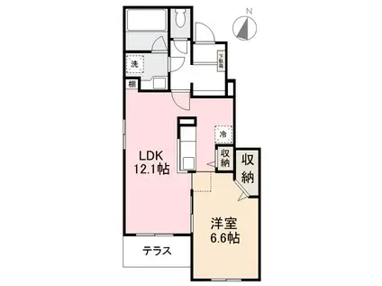 パークサイドヒルズ国分寺A・B・C・D(1LDK/1階)の間取り写真