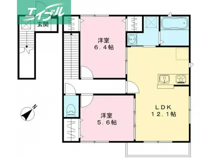 ユアメゾン一宮(2LDK/2階)の間取り写真