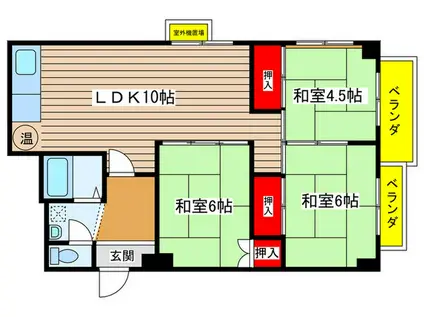 天白第四 6棟(3LDK/1階)の間取り写真