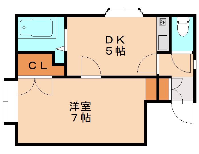ルクール南鷹見(1DK/1階)の間取り写真