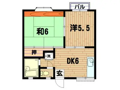 ビューハイツ三ッ沢(2DK/2階)の間取り写真