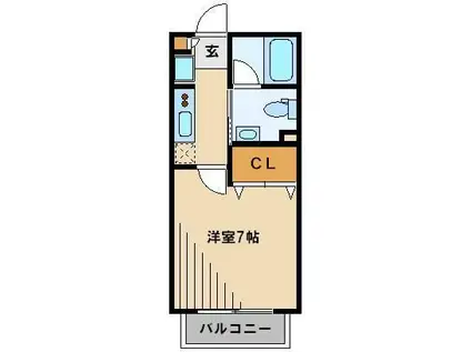 ガネーシャ所沢(1K/1階)の間取り写真