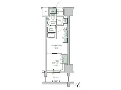 ONE ROOF RESIDENCE TAMACHI(1DK/7階)の間取り写真