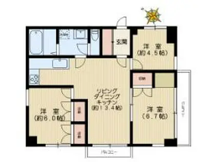TK・パークサイド白山(3LDK/1階)の間取り写真
