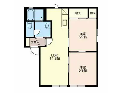 ルミエールM(2LDK/1階)の間取り写真