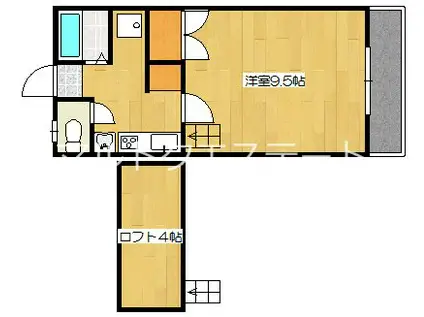 キャプテンハイツ(1SK/1階)の間取り写真