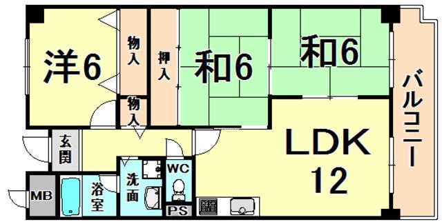 エスペーロ伊丹西(3LDK/5階)の間取り写真