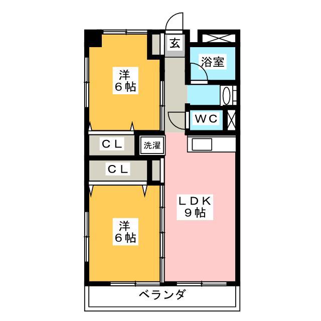 ピアチェーレ江南(2LDK/3階)の間取り写真