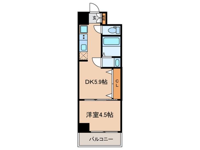エステムコート京都 梅小路公園(1DK/4階)の間取り写真