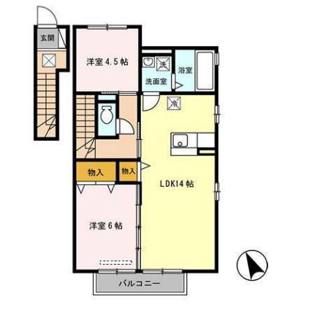 リブレA棟(2LDK/2階)の間取り写真