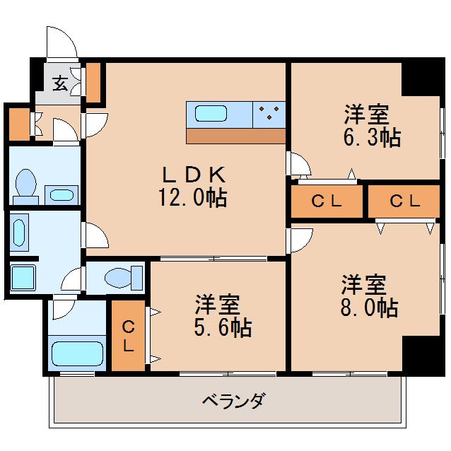 さくらHILLS NISHIKI PLATINUM RESIDENCE(3LDK/13階)の間取り写真