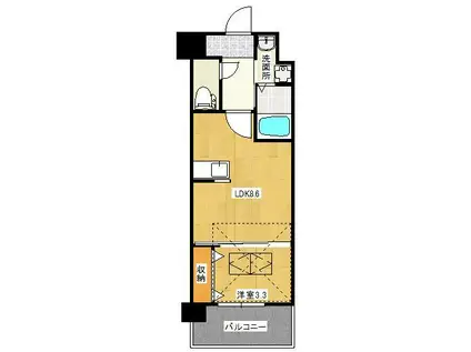 RIZ GRANDE 花畑(1LDK/8階)の間取り写真