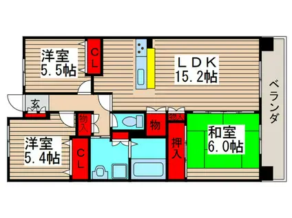 アソシエール西船橋(3LDK/3階)の間取り写真