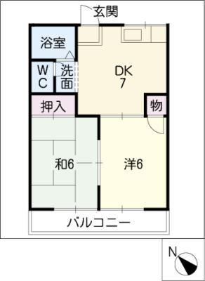 エクセレンス横山(2DK/2階)の間取り写真