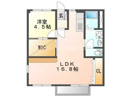 ブラウンエイトA(1LDK/1階)の間取り写真