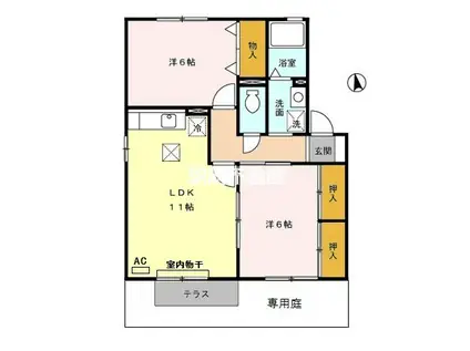 リシェスM A(2LDK/1階)の間取り写真